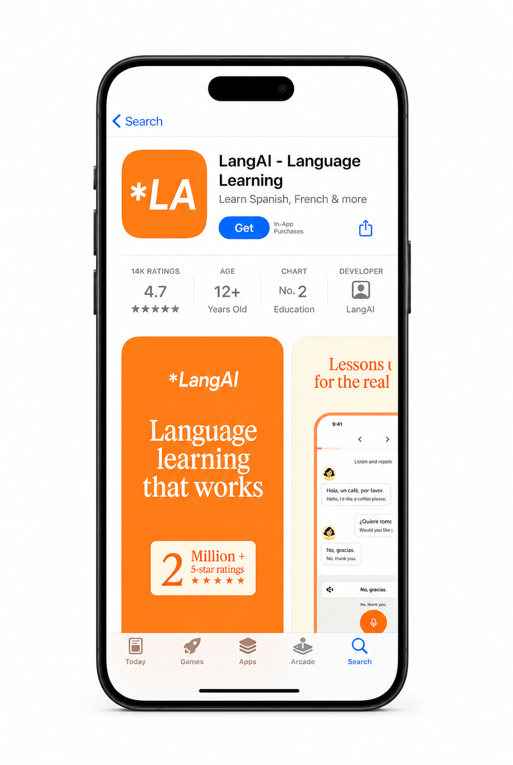 LangAI — English App Store listing