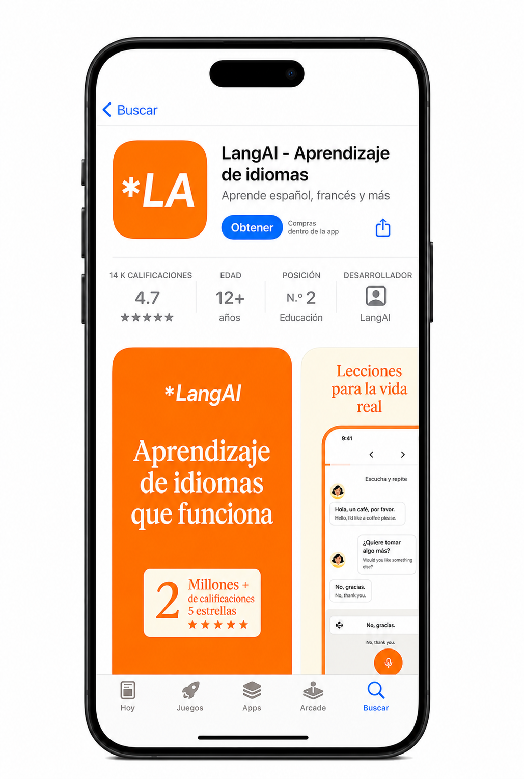 LangAI — Spanish App Store listing